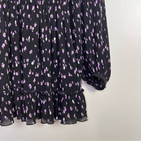 Zara Black and Purple Floral Ruffle Mini Dress - Picture 12 of 15